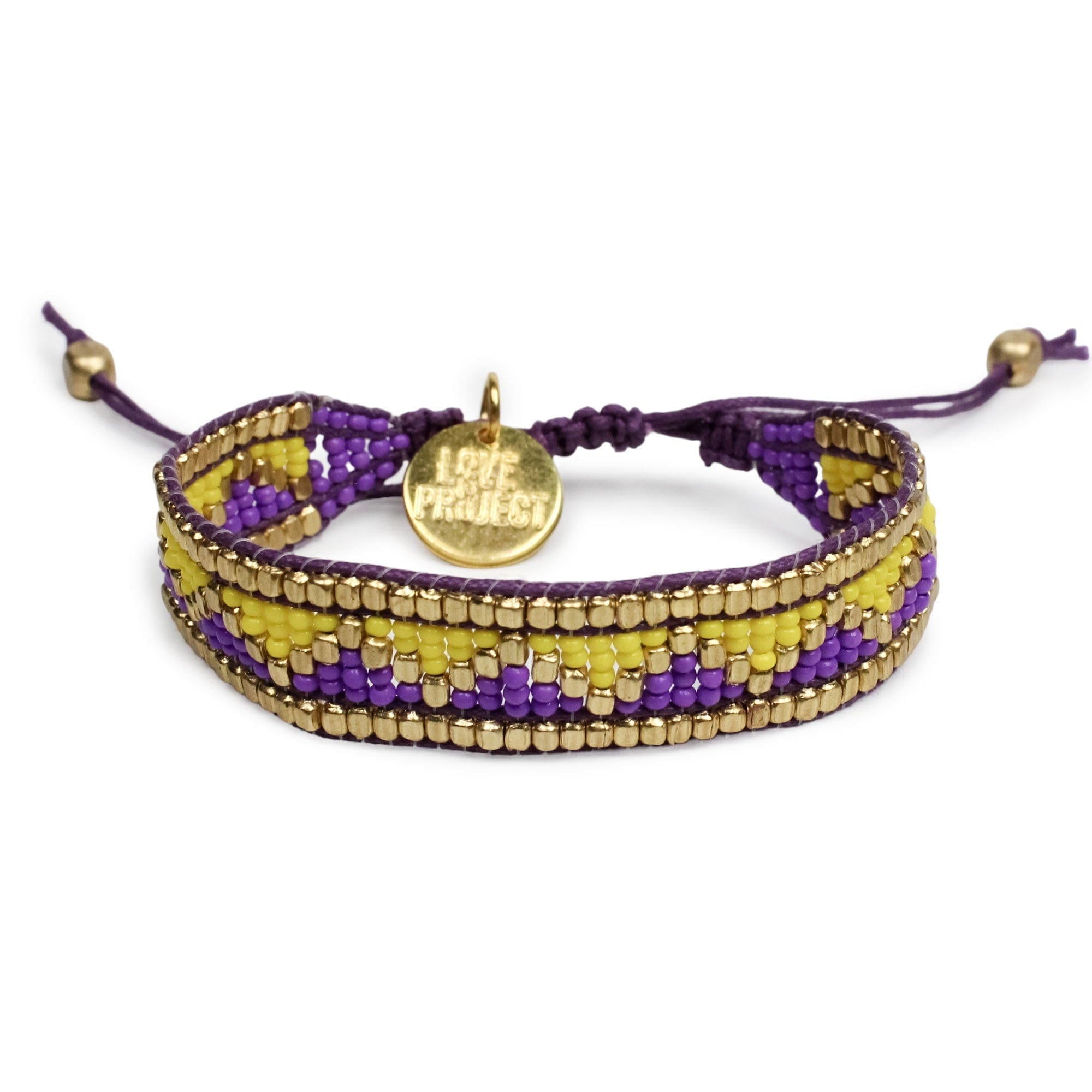 Taj Beaded Bracelet - Purple & Gold