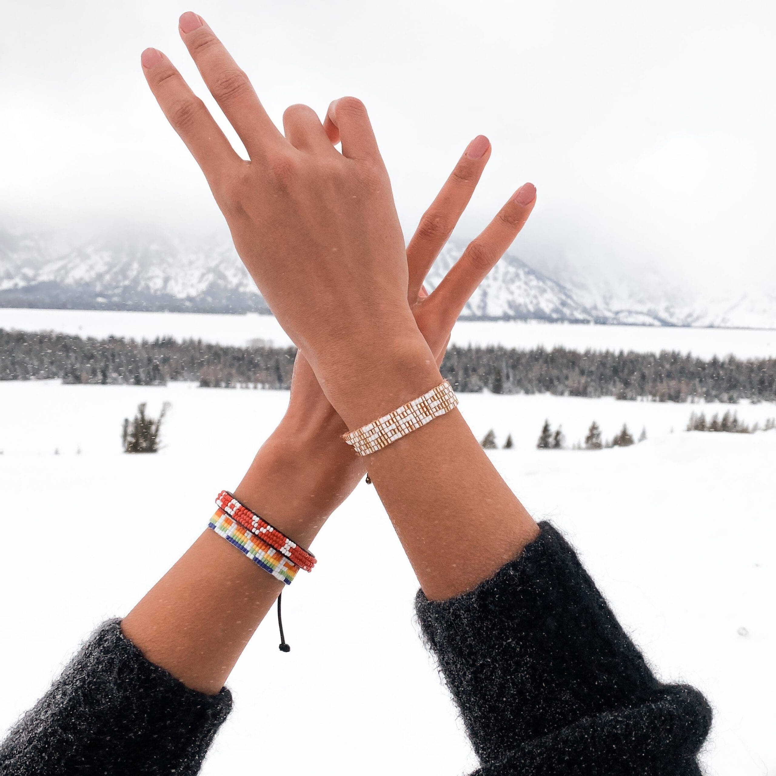 Custom Seed Bead PEACE Bracelet  - Gold & White - Love Is Project
